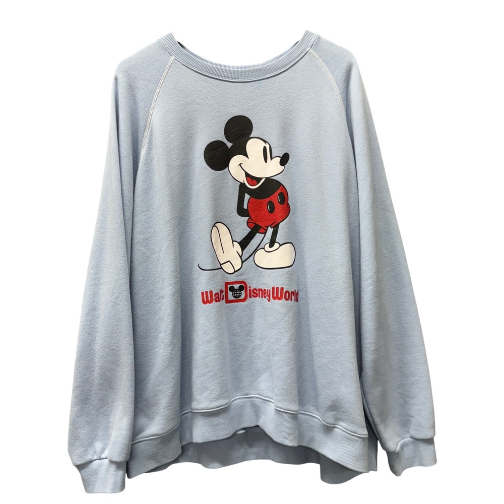 Disney Sweatshirt Womens 3XL Walt Disney World Mickey Mouse Light Blue Pullover